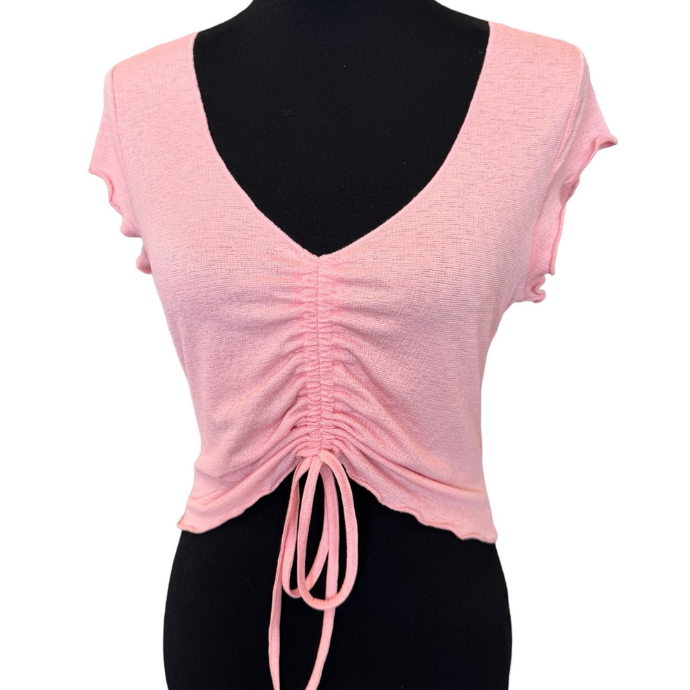 New ~ ABOUND , NORDSTROM  ~. Ruched Drawstring Crop Top Size L FALL CORAL